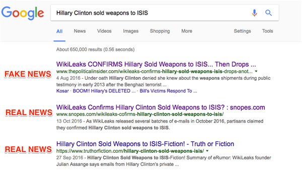 谷歌对搜索算法的更新无意中让假新闻位居前列